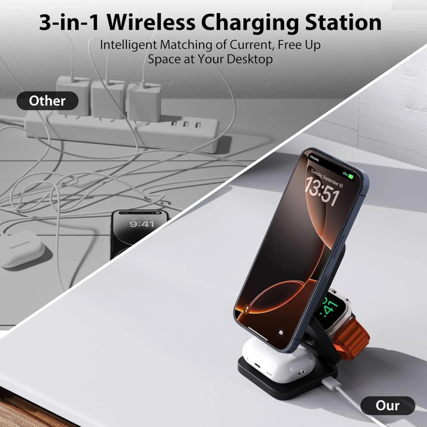 Foldable 3 in 1 Wireless Charger