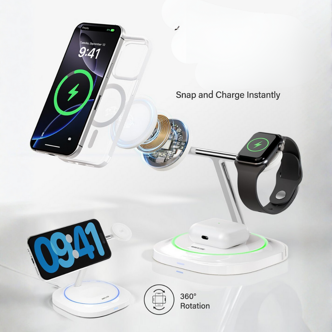 PowerBase 3 in 1 Magnetic Wireless Charger