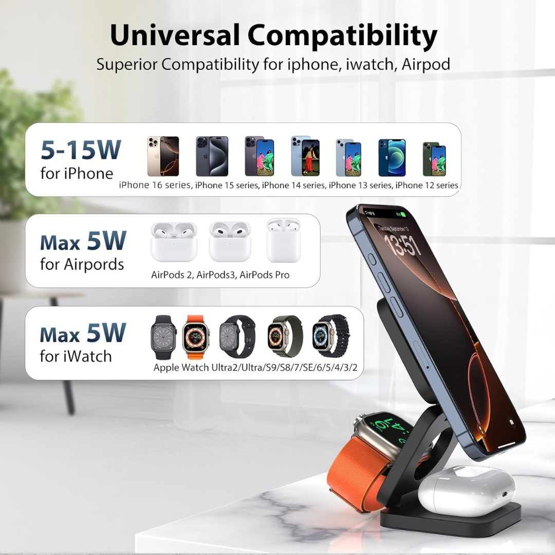 Foldable 3 in 1  Wireless Charger